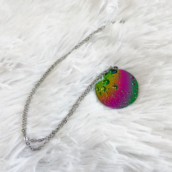 Rainbow & Silver Moon Pendant - Picture 1 of 4